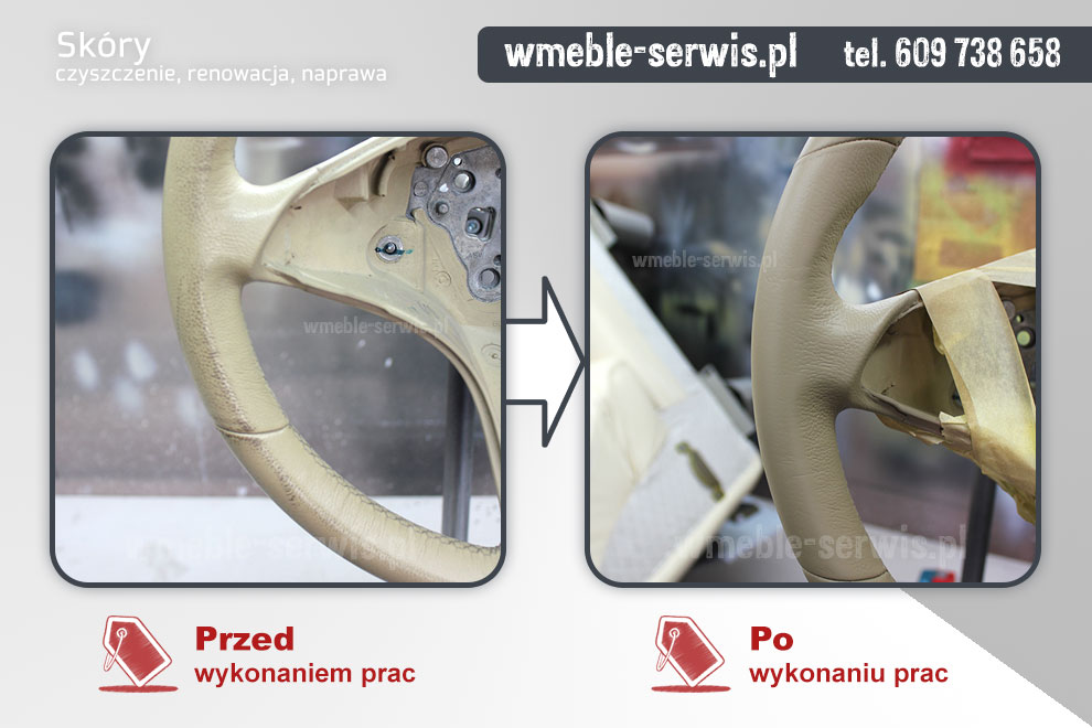 Kierownica skórzana samochodowa - czyszczenie, renowacja, regeneracja, naprawa