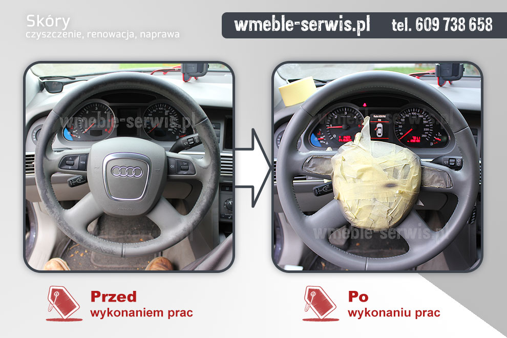 Wytarta kierownica ze skóry w AUDI