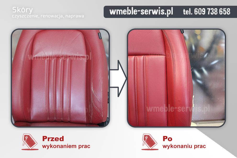 Naprawa fotela ze skóry Alfa Romeo - uszkodzony bok