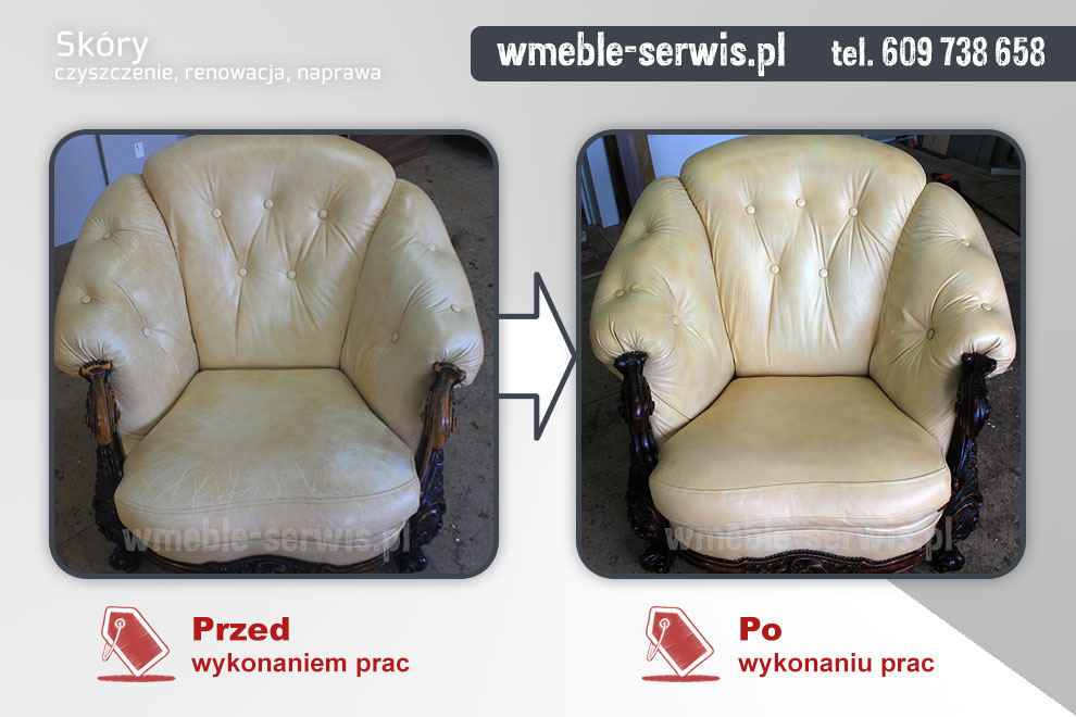 Renowacji fotela ze skóry z licem zamkniętym