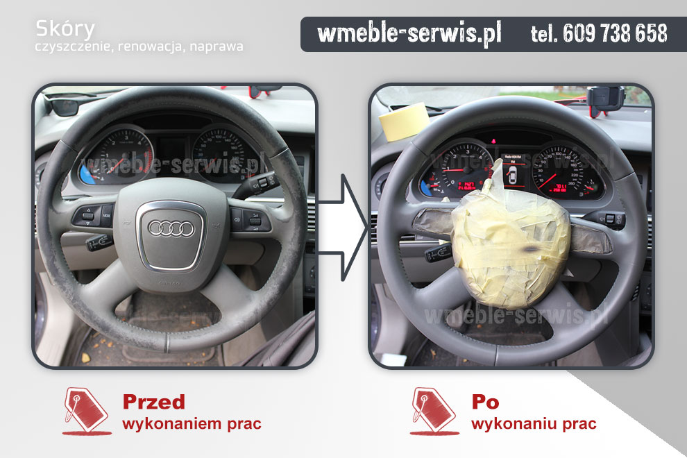 Naprawa – renowacja skóry na kierownicy AUDI Poznań