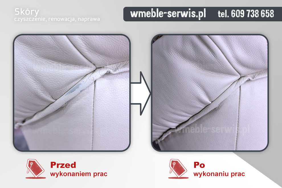 Naprawa otarcia skóry na plecach fotela Wrocław