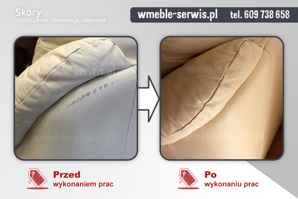 Naprawa sofy ze skóry - uszkodzony bok
