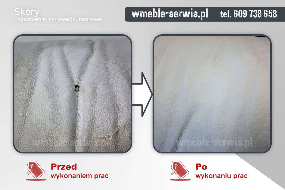 Naprawa wypalonej dziury w fotelu skórzanym