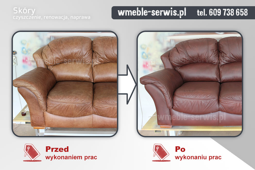 Naprawa zestawu mebli - skóra dwu tonowa Poznań