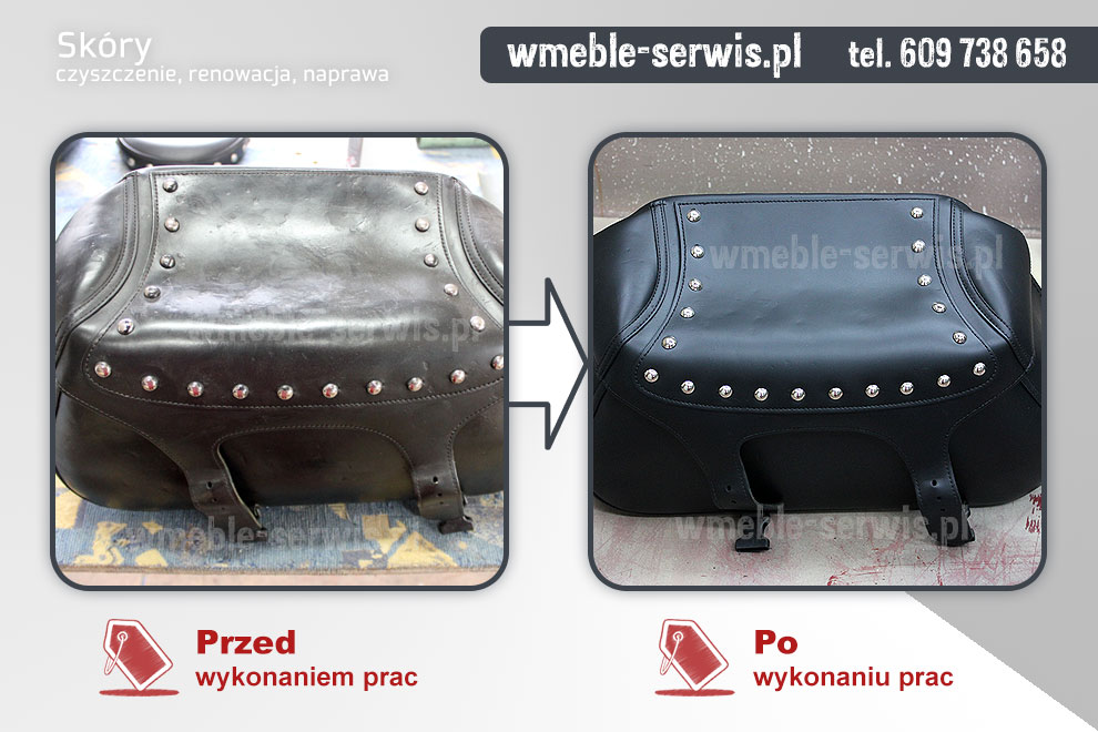 Sakwa skórzana motocyklowa - naprawa przetarcia