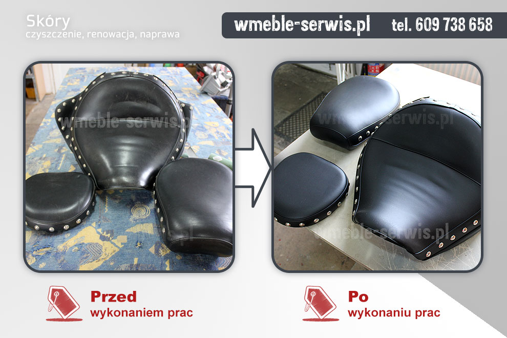 Siodło motocyklowe - renowacja powłok skóry Poznań