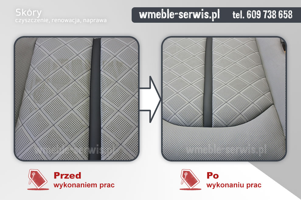 Usunięcie śladów od opon na tapicerce ze skóry