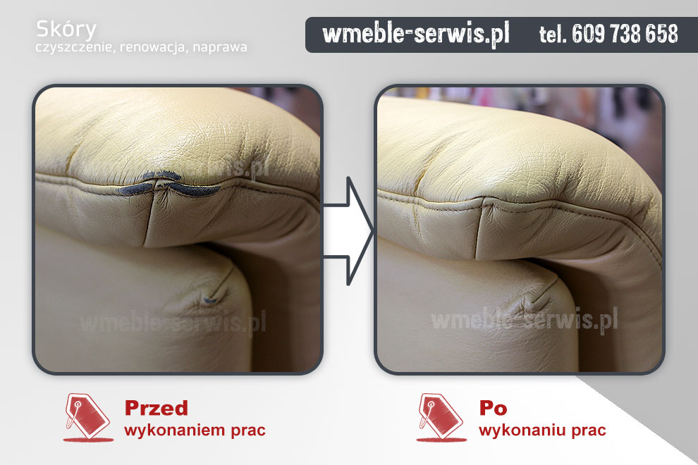 Uszkodzona skóra na podłokietniku Naprawa Poznań