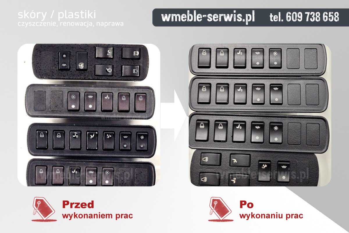 Uszkodzone piktogramy na przyciskach regulacji fotela w Mercedesie klasy G