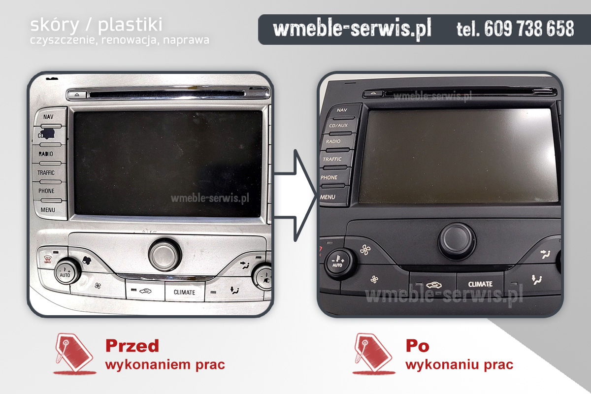 Ford Focus - zmiana koloru radia ze srebrnego na czarny mat i renowacja przycisków